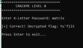 Level 8 terminal success