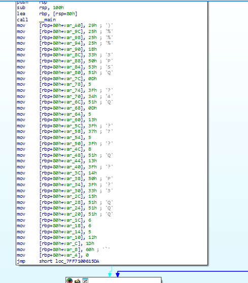 Stack initialization of encrypted bytes
