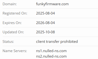 Registrant/WHOIS information for funkyfirmware.com