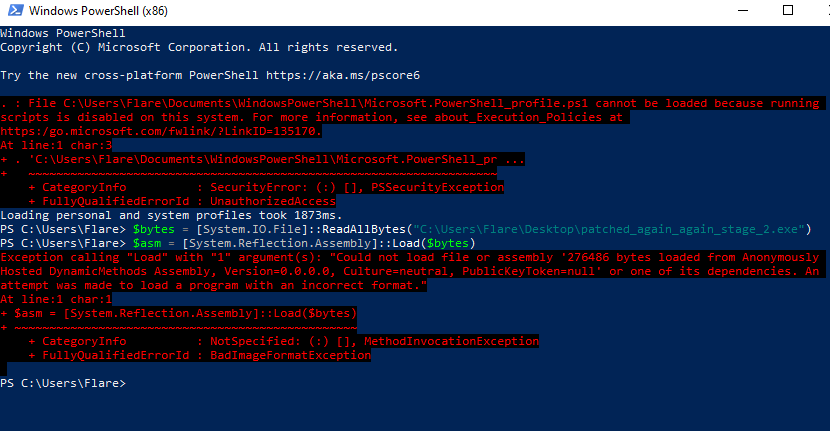 PowerShell Assembly.Load failure showing BadImageFormatException