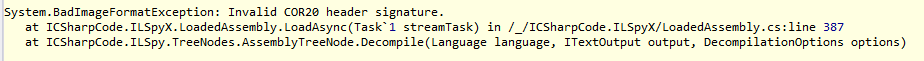 Invalid COR20 Header signature